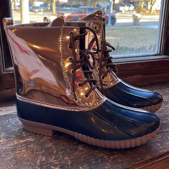 Gold & Black Duck Boots - Picture 1 of 7